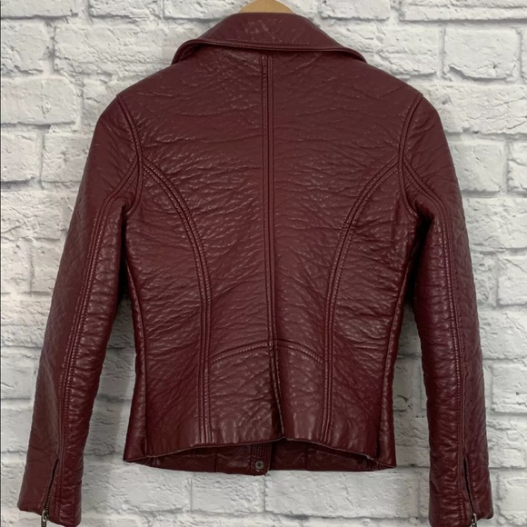 ANN TAYLOR MAROON BURGUNDY FAUX LEATHER JACKET - Picture 2 of 9